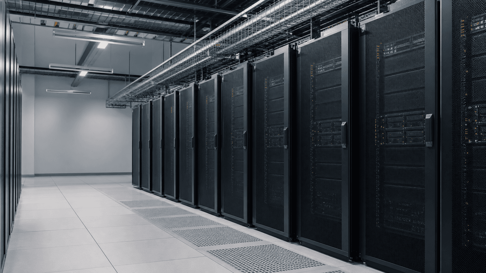 Enterprise AI and HPC data center with high-density server racks