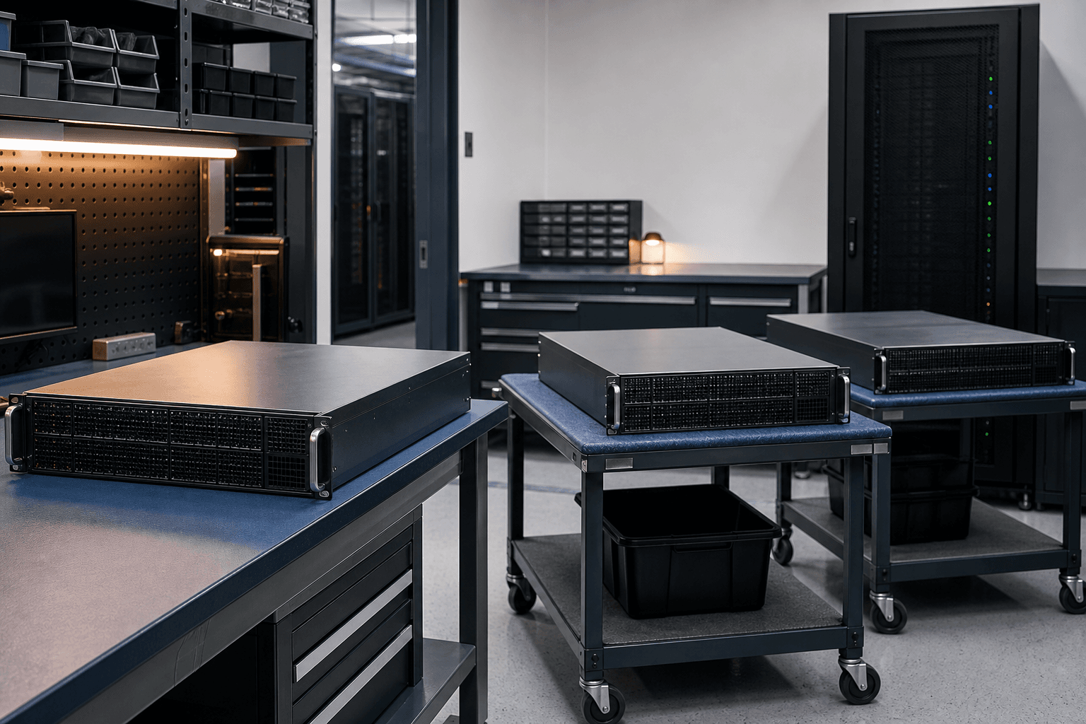 Enterprise GPU server equipment prepared for delivery and integration